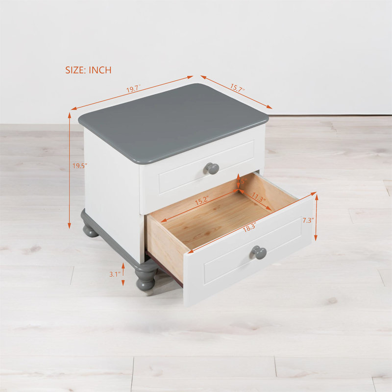 Eglinton 19.7'' W Solid Wood Nightstand, Gray