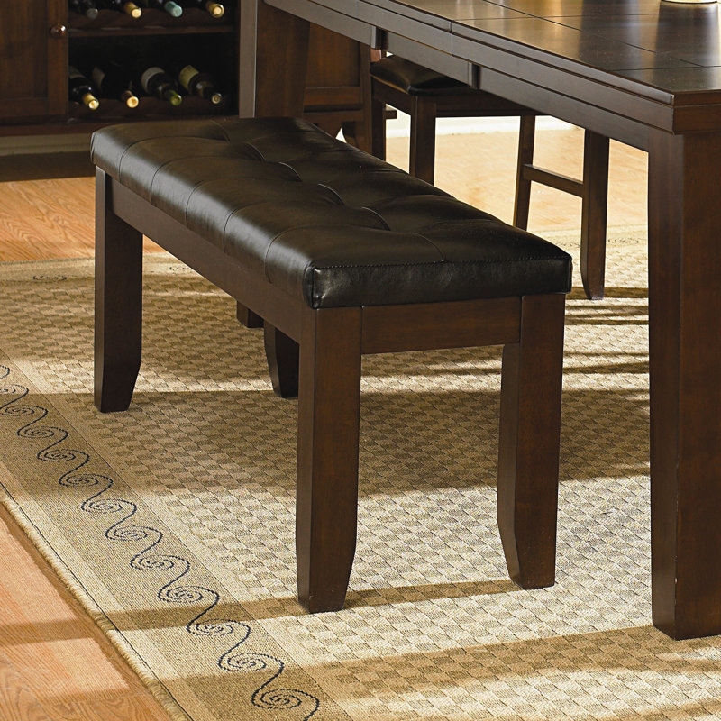 Leola Polyester Upholstered Bench, Dark Brown