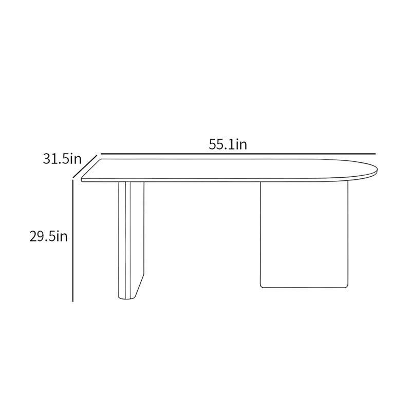 Modern solid wood base home dining table, 29.5"H x 55.1"L x 31.5"W