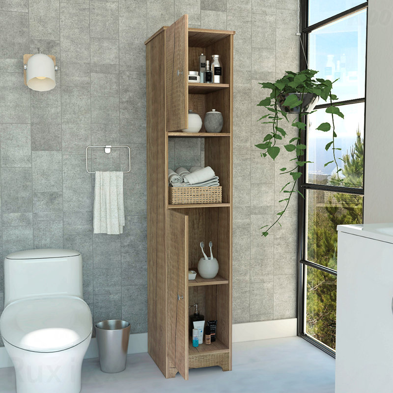 Armoire à linge, portes doubles, quatre tablettes intérieures, deux armoires - chêne clair