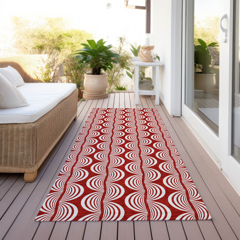 Tapis intérieur / extérieur rouge Kairova , 2'3" x 7'6"