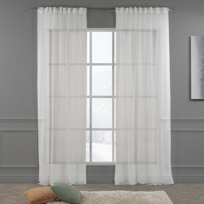 Extra Long and Extra Wide Dots Lace Patterned Sheer Curtain Panels