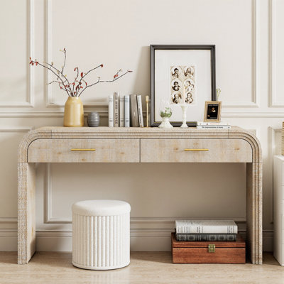 Console à silhouette rétro unique avec deux tiroirs supérieurs de style ouvert