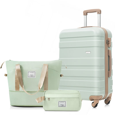 Ensemble de 3 valises - Valise à carreaux 24 po avec sac de toilette à sec TSA