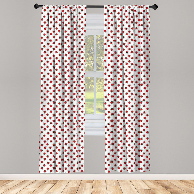 Ladybugs Semi-Sheer Rod Pocket Sliding Panel, 28" x 84"