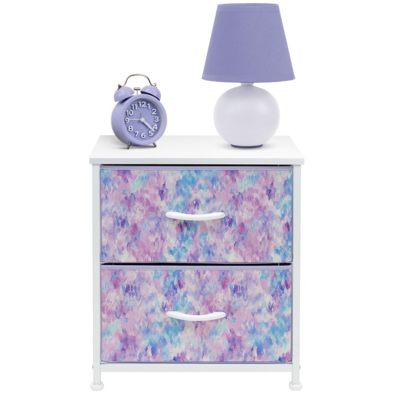Sorbus Nightstand with 2 Drawers in Tie Dye Purple
