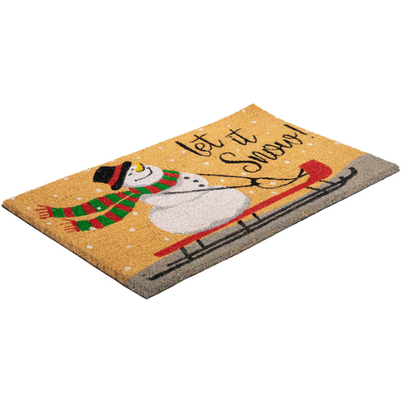 Natural Coir Rectangular "Let it Snow" Christmas Doormat 18" x 30"