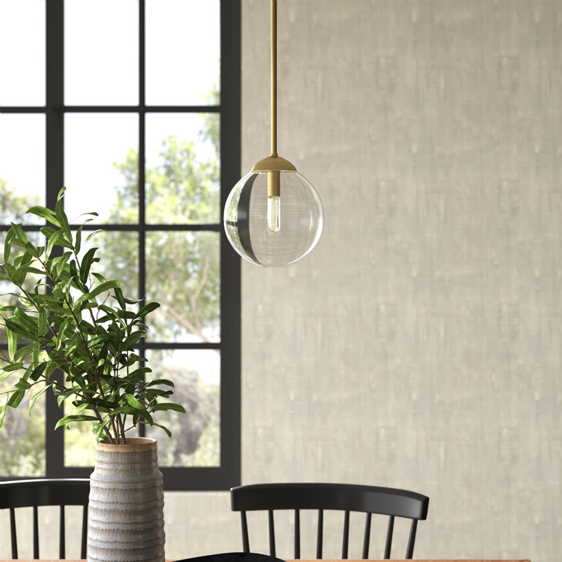 1-Light Single Globe Pendant in Natural Brass, Natural Brass