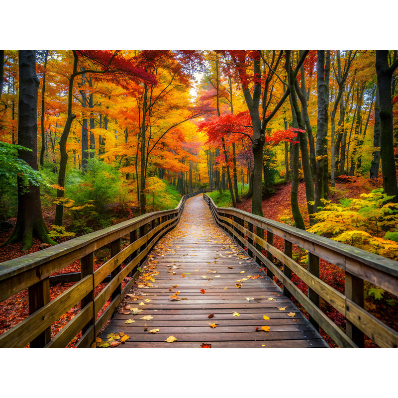 «Golden Forest Walkway», art mural sur toile tendue, H 12 po x l 16 po