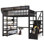 Lit mezzanine double avec support de rangement à 4 tablettes et station de charge, lit mezzanine double en métal avec rangement pour escaliers pour enfants adolescents, produits brevetés