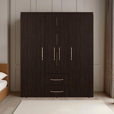 Armoire 4 portes en noyer teint