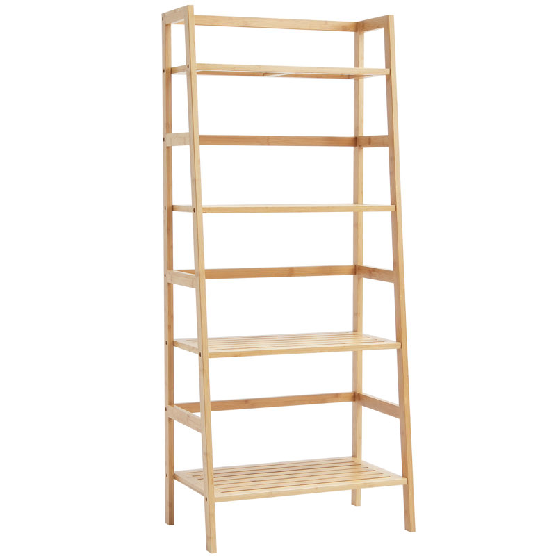 Natural Bamboo 4-Tier Ladder Bookshelf for Plants and Decor