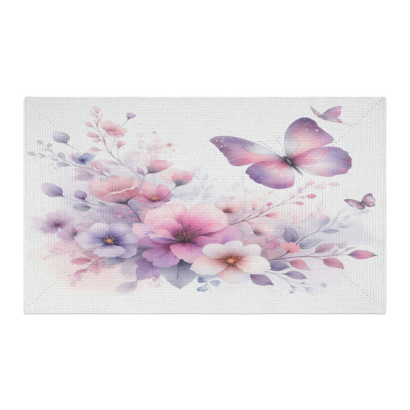 Tapis tressé Butterfly Flowers, Rectangulaire 3 pi x 5 pi