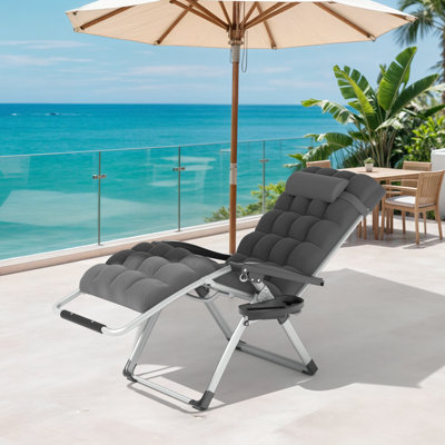 Zero Gravity Chair Foldable Outdoor Recliner Lounge Chaise with Detachable Cushion