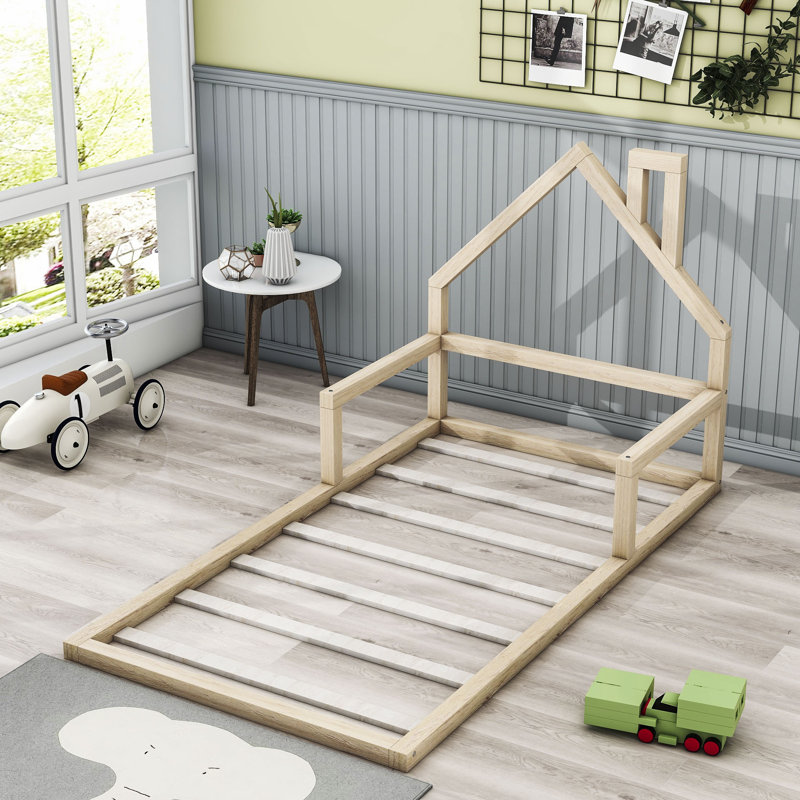 Lage Twin Platforms Bed with Slats, Natural
