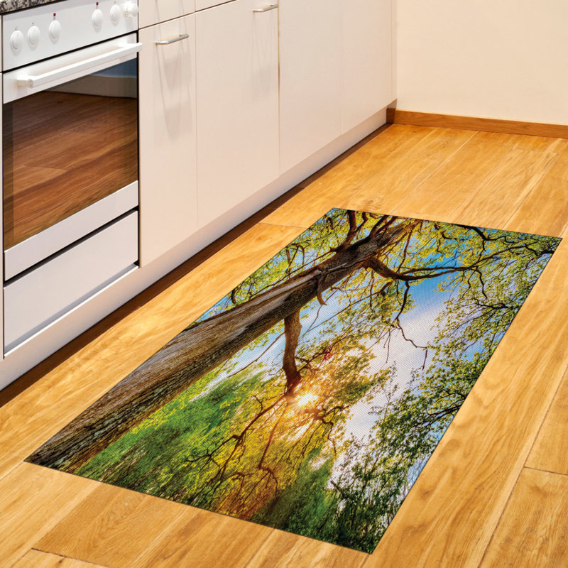 Forest Landscape High Density Long Fiber Poly Threads Decorative Area Rug Carpet, Rectangle 2'7" x 5'
