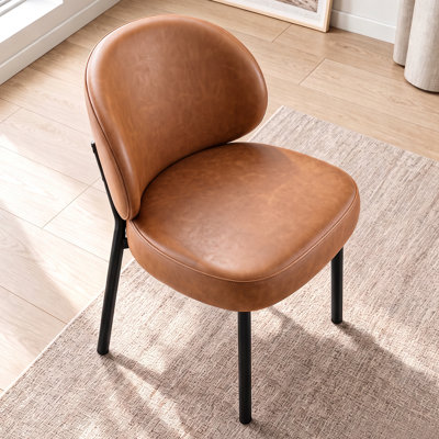 Chaise de salle à manger rembourrée Aleshire avec assise en similicuir et pieds en métal (4 pièces)