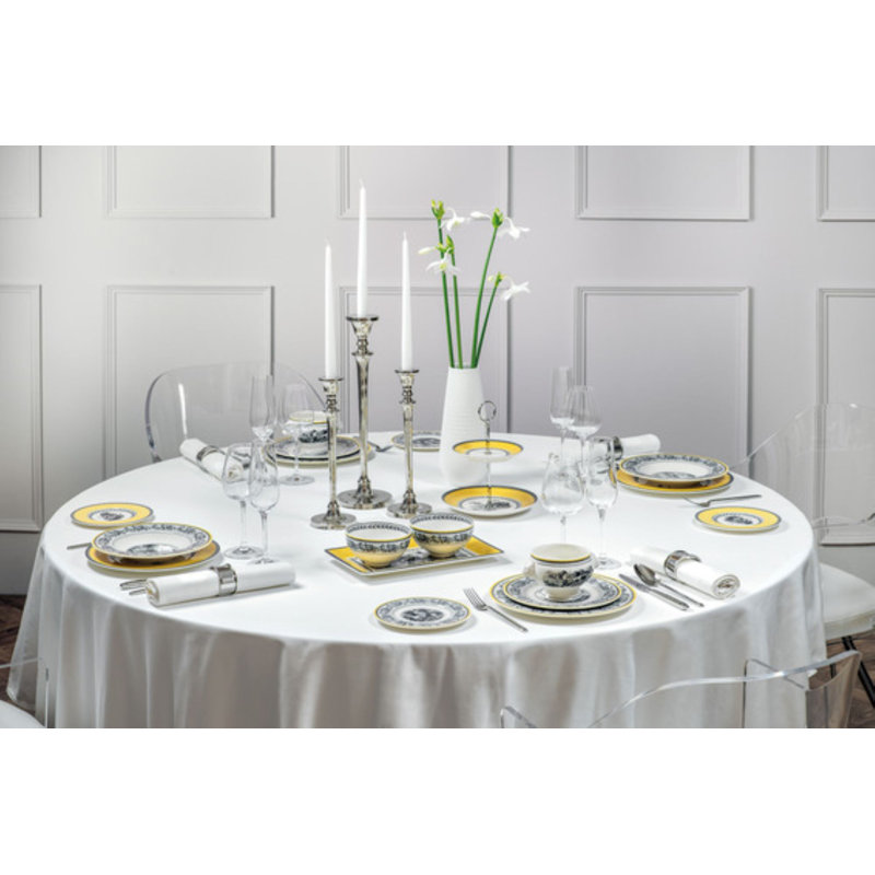 Yellow Floral Pattern Round Porcelain Dinner Plate