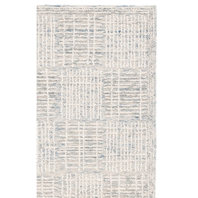 Ludena Abstract Hand Tufted Wool Cotton Geometric Rug in Blue/Gray