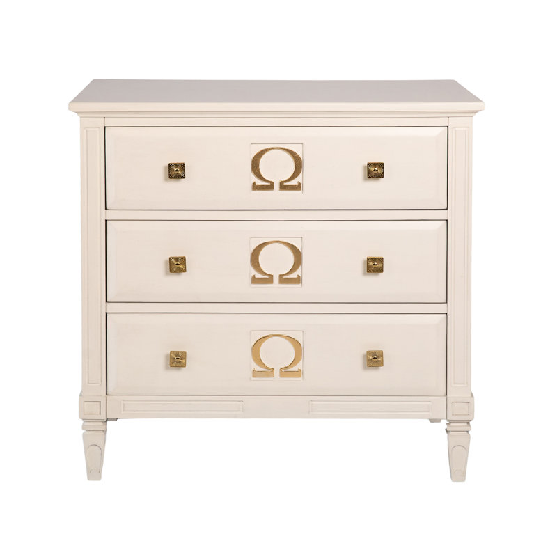 Omega Solid Wood 3 - Drawer Accent Chest, Antique White