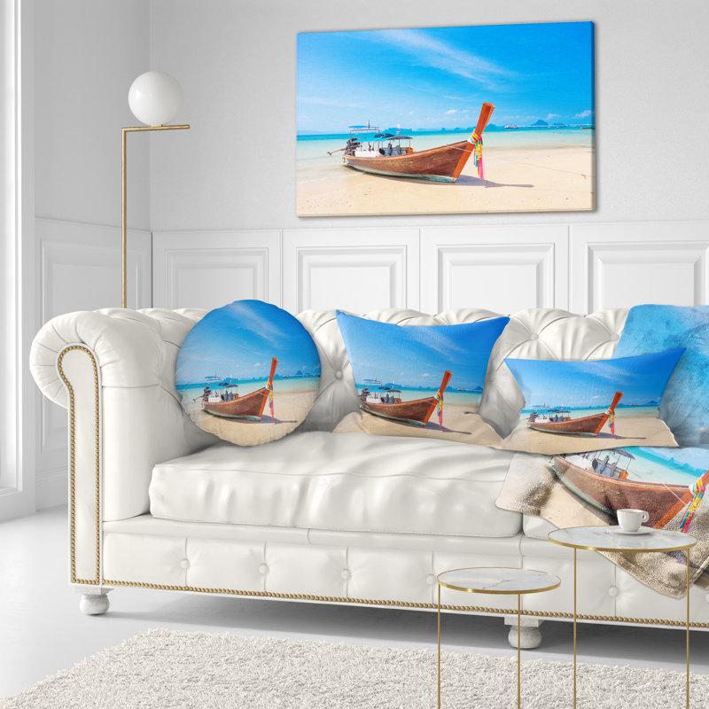 Coussin lombaire de mer tropical avec bateau