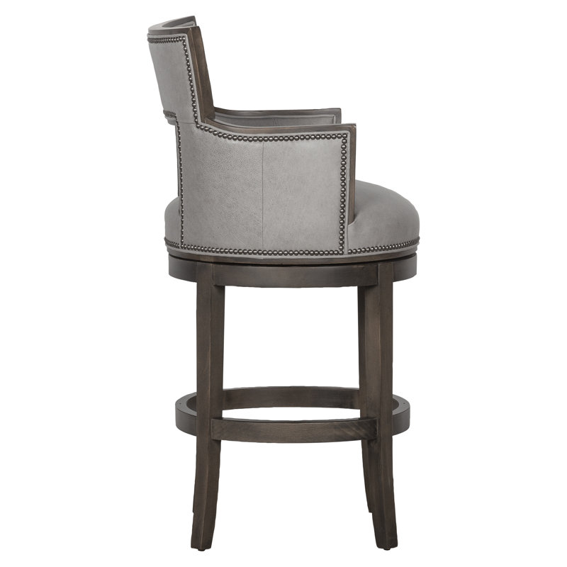 Sidecar Swivel Upholstered Counter Stool with Solid Wood Frame, Bar Stool (30" Seat Height), Tobacco, Indigo (8789 90)