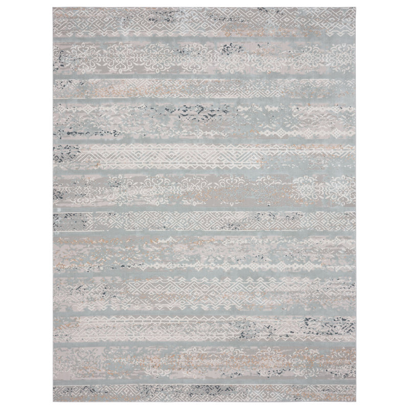 Tapis contemporain à rayures Neutral, Rectangle 9 pi x 12 pi