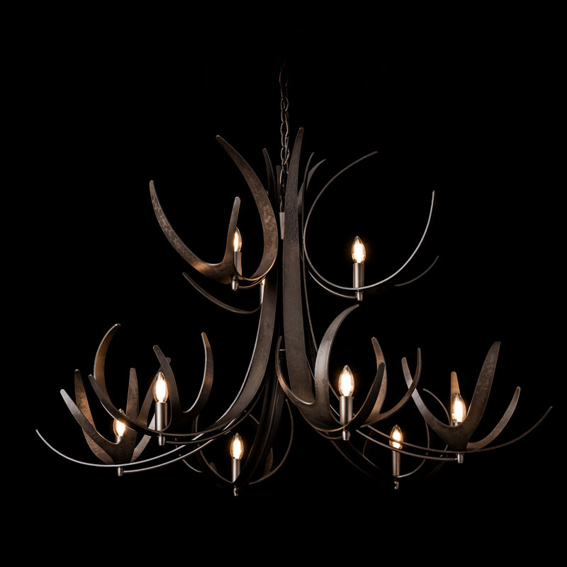 Caribou 9-Light Tiered Chandelier, Dark Smoke