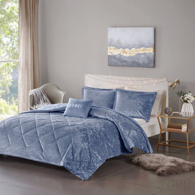 Ensemble d'édredon en velours double / grand avec coussin décoratif