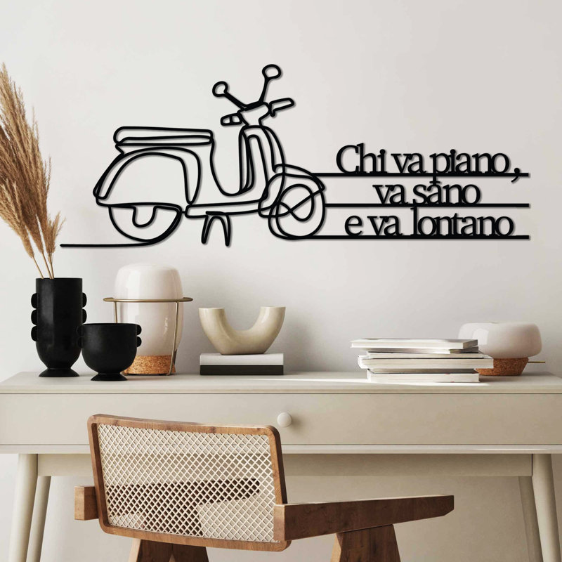 Elegant Decorative Metal Wall Accessory, Black, 23.6 x 9.8 inches | 100% Metal Construction, Thickness: 0.06 inches | Lightweight at 0.46 lbs, Perfect for Modern Home Decor & Unique Wall Art Display