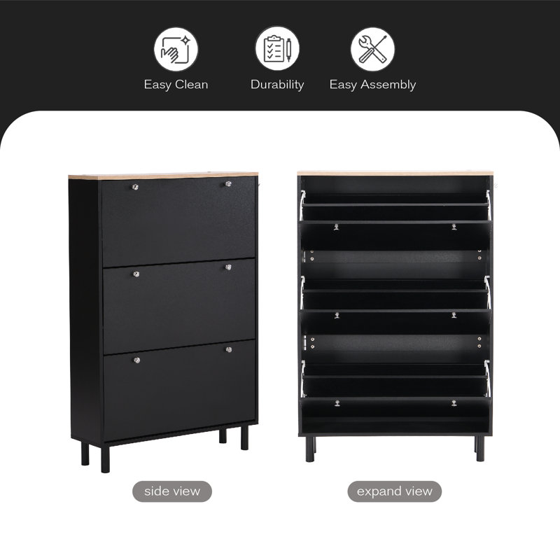 Armoire de rangement pour chaussures 24 paires Alezander, Noir