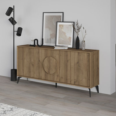 Modern Console Table with Metal Legs, Hitit Colour, 70.9 x 32.3 x 14.0 inches | 100% Melamine Coated Particle Board, Thickness: 0.7 inches | Wall-Mountable, Disassembled Design, Multiple Shelves, Stylish Scandinavian Home Décor