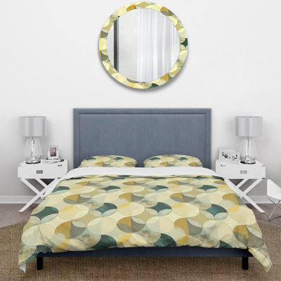 Ensemble de housse de couette rétro crème ivoire Midcentury Circles I - Midcentury