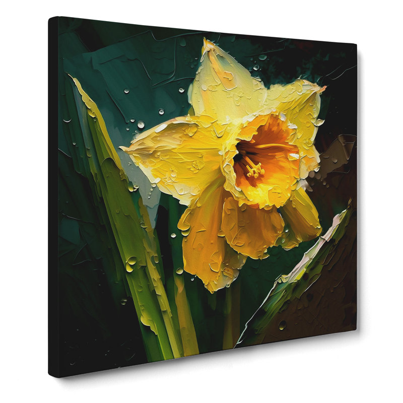 Daffodil Palette Knife Painting - Wrapped Canvas, 50cm H x 50cm W x 3cm D