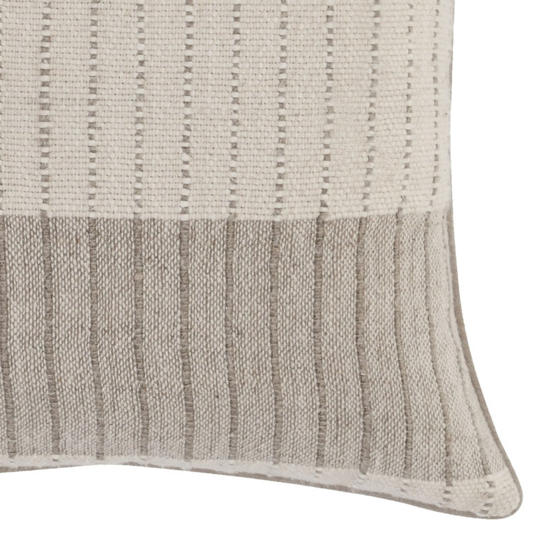 Coussin décoratif 22 po x 22 po, tissu rayé tissé beige brun