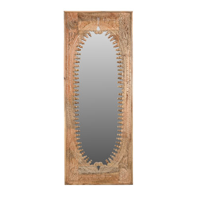 Miroir Kiara en bois massif sculpté à la main à finition naturelle