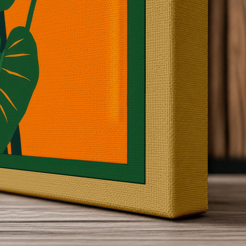 Crimson Bloom Rise Botanical - Wrapped Canvas, 24x16 - 61.0 x 40.6 cm, Ochre Border