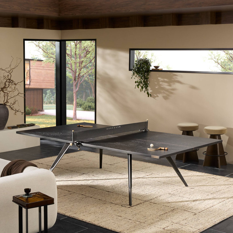 Ping Pong Table-Ebonized Oak Veneer, Black