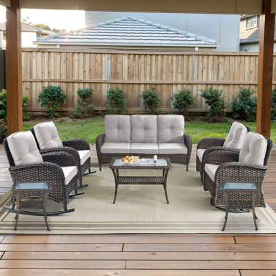 Gaetanino 8 - Pieces Outdoor Patio Seating Group with Cushions and Glider Chairs by Red Barrel Studio