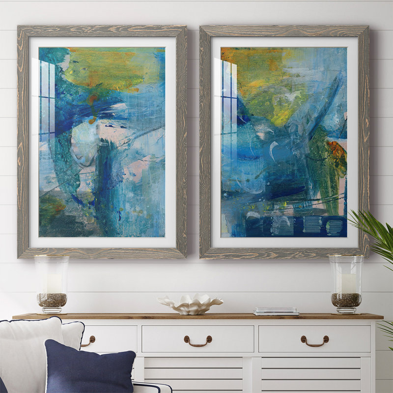 «Spring Winds III», reproduction encadrée de qualité supérieure, prête à être accrochée, H 31,5 po x l 88 po x P 1,5 po, gris