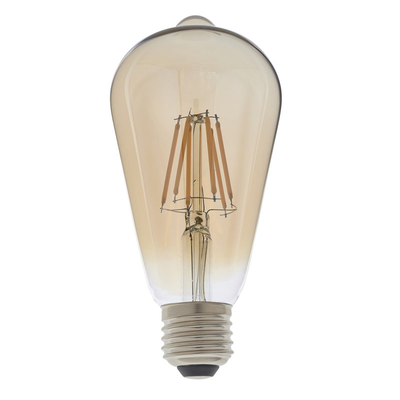 6W E27 ES ST64 Amber Pear LED Dimmable Bulb - 540lm 2500K Warm White