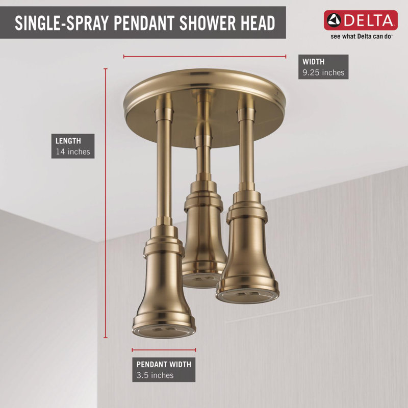 Pendant Full Rain Shower Head H2Okinetic®, Champagne Bronze