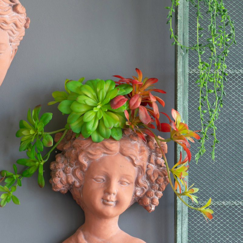 Head Bust Planter, Brown