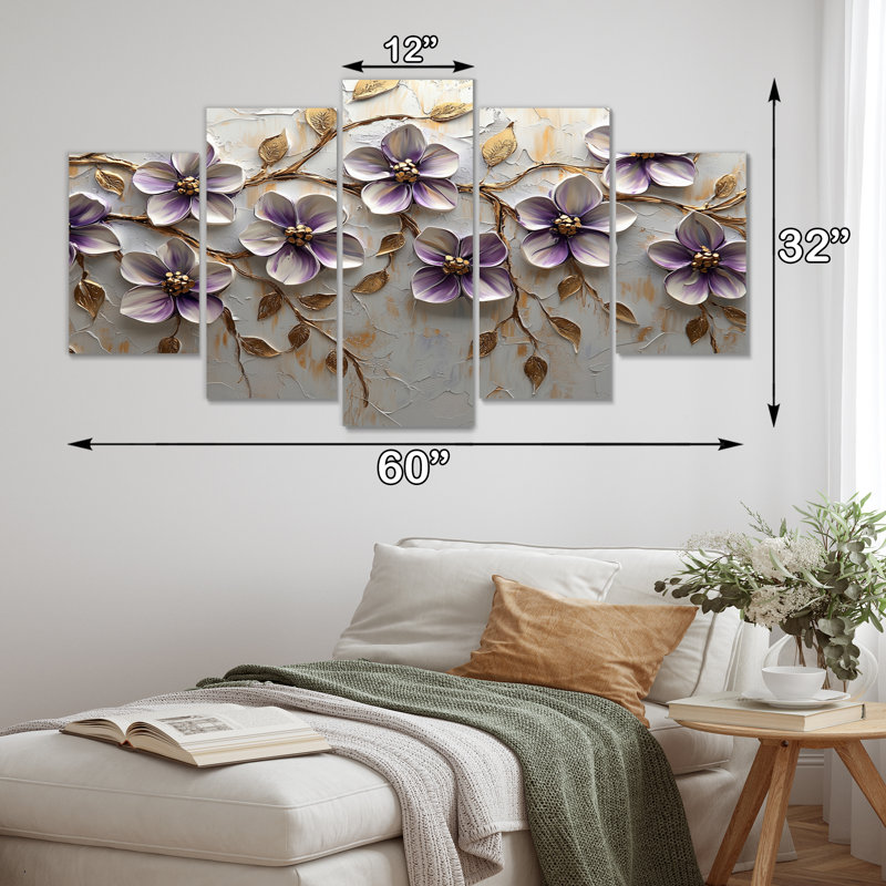 Ensemble d'illustrations murales lilas - lilas