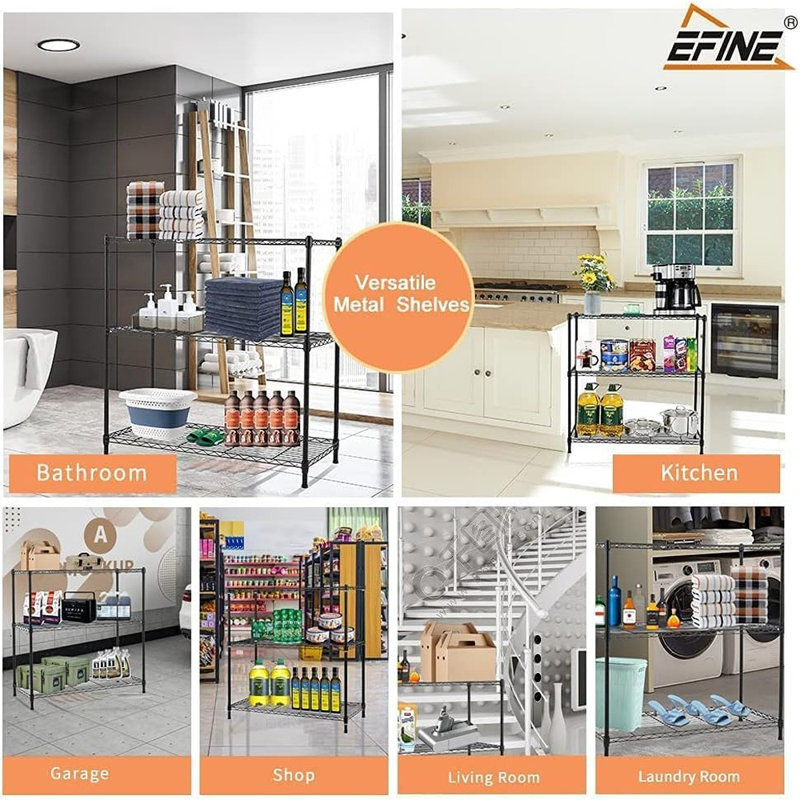 3-Shelf Wire Shelving Rack With 3-Shelf Liner...