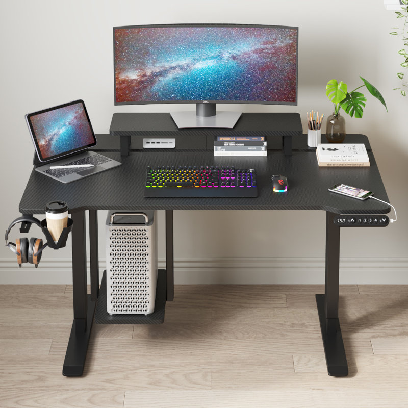 Bureau debout réglable avec stratifié, H 49 po x l 55 po x P 31,5 po, Black