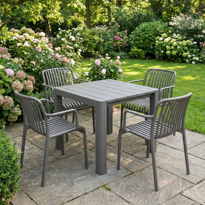 Honiton 4 - Person Patio Dining Set with Square Table, Grey