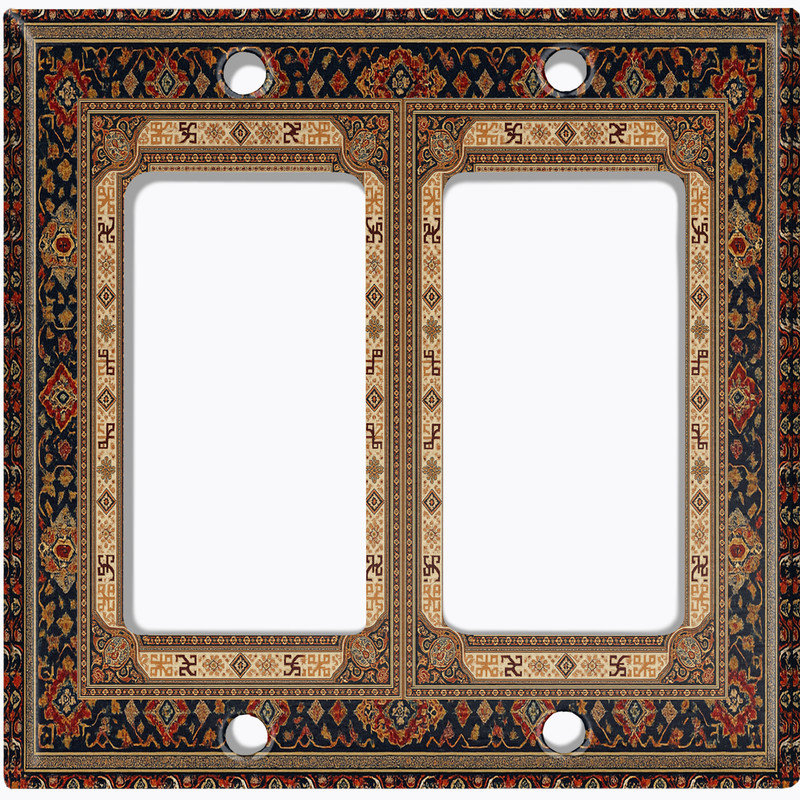 Couvercle de plaque d'interrupteur en métal; Fauteuil à bascule GFI de taille 2 US - image imprimée d'un motif de tapis persan complexe