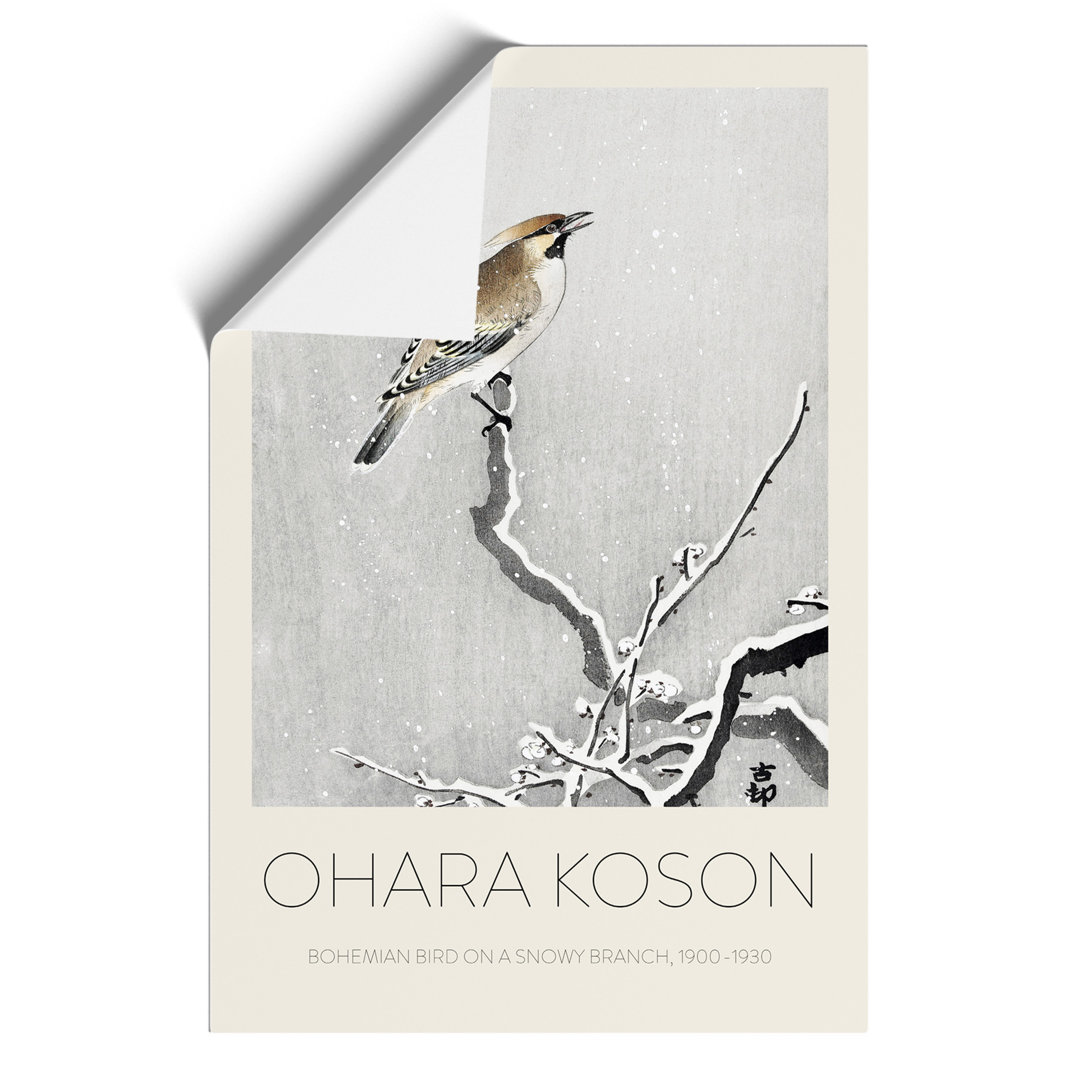 Bohemian Bird on a Snowy Branch Print by Ohara Koson - Frameless Print