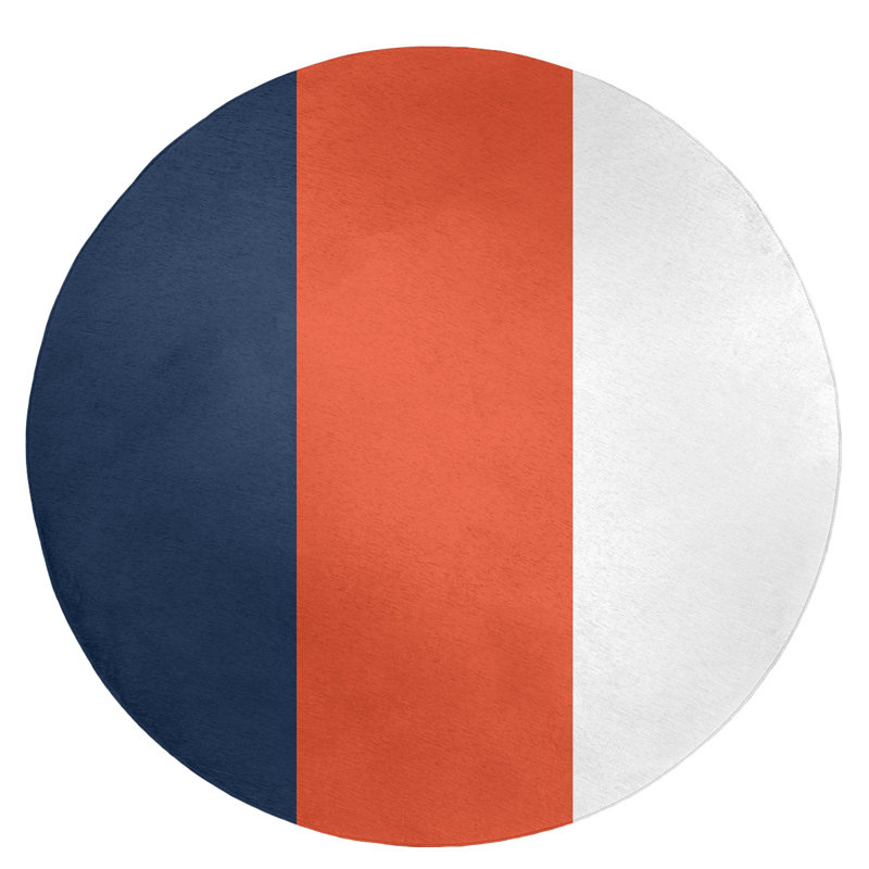 Tapis bleu/orange area, Rond 5 pi